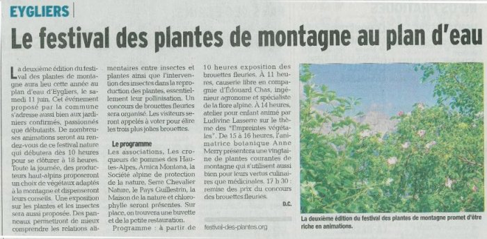 Article du Dauphiné Libéré du 5 juin 2016